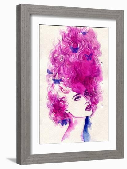 Woman Face. Hand Painted Fashion Illustration-Anna Ismagilova-Framed Art Print