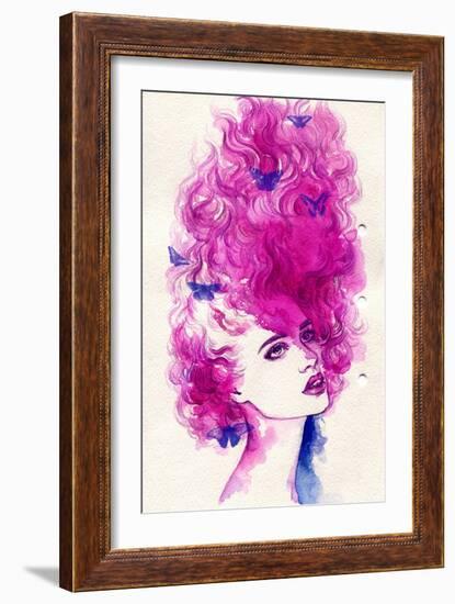 Woman Face. Hand Painted Fashion Illustration-Anna Ismagilova-Framed Art Print