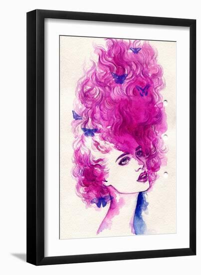 Woman Face. Hand Painted Fashion Illustration-Anna Ismagilova-Framed Art Print