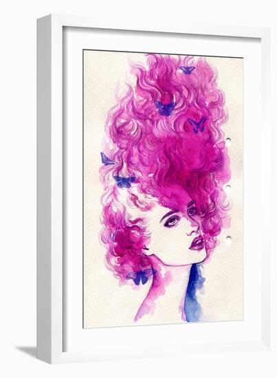 Woman Face. Hand Painted Fashion Illustration-Anna Ismagilova-Framed Art Print