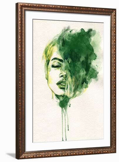 Woman Face. Hand Painted Fashion Illustration-Anna Ismagilova-Framed Art Print