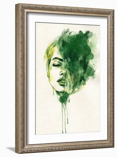 Woman Face. Hand Painted Fashion Illustration-Anna Ismagilova-Framed Art Print