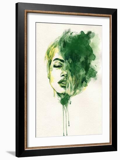 Woman Face. Hand Painted Fashion Illustration-Anna Ismagilova-Framed Art Print