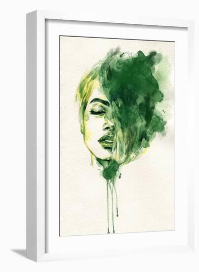 Woman Face. Hand Painted Fashion Illustration-Anna Ismagilova-Framed Art Print