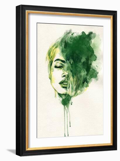 Woman Face. Hand Painted Fashion Illustration-Anna Ismagilova-Framed Art Print