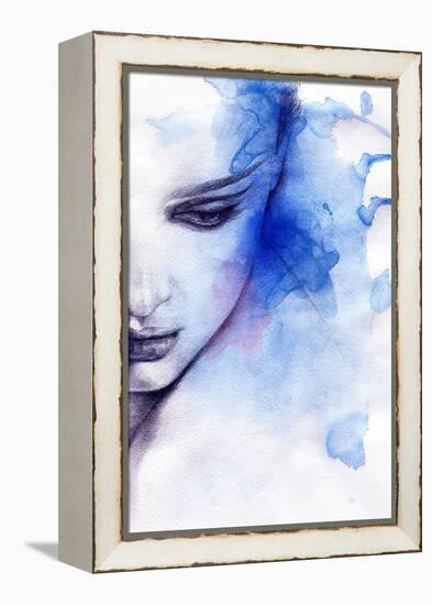 Woman Face. Hand Painted Fashion Illustration-Anna Ismagilova-Framed Stretched Canvas