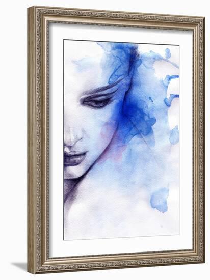 Woman Face. Hand Painted Fashion Illustration-Anna Ismagilova-Framed Art Print