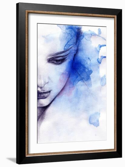 Woman Face. Hand Painted Fashion Illustration-Anna Ismagilova-Framed Art Print