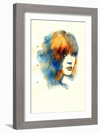 Woman Face. Hand Painted Fashion Illustration-Anna Ismagilova-Framed Art Print