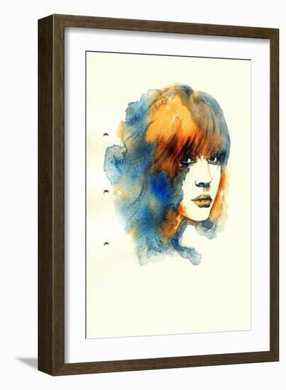 Woman Face. Hand Painted Fashion Illustration-Anna Ismagilova-Framed Art Print