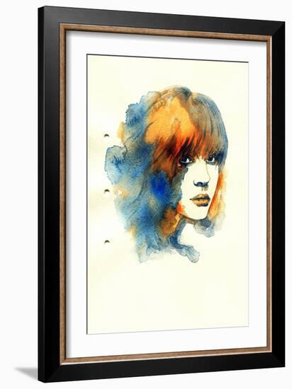 Woman Face. Hand Painted Fashion Illustration-Anna Ismagilova-Framed Art Print