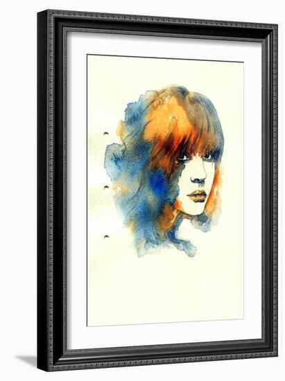 Woman Face. Hand Painted Fashion Illustration-Anna Ismagilova-Framed Art Print