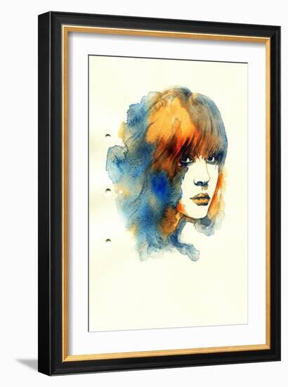 Woman Face. Hand Painted Fashion Illustration-Anna Ismagilova-Framed Art Print