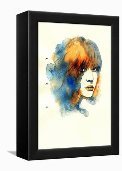 Woman Face. Hand Painted Fashion Illustration-Anna Ismagilova-Framed Stretched Canvas