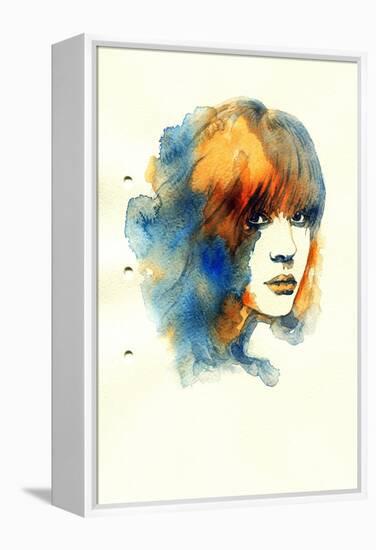 Woman Face. Hand Painted Fashion Illustration-Anna Ismagilova-Framed Stretched Canvas