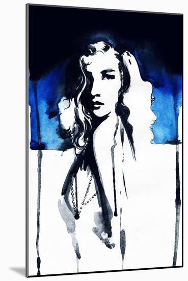 Woman Face. Hand Painted Fashion Illustration-Anna Ismagilova-Mounted Art Print