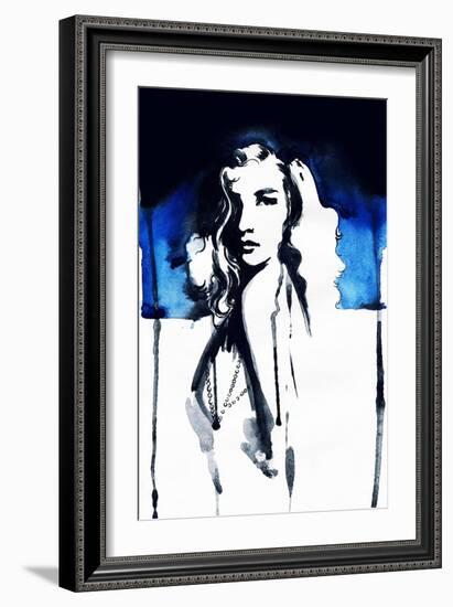 Woman Face. Hand Painted Fashion Illustration-Anna Ismagilova-Framed Art Print