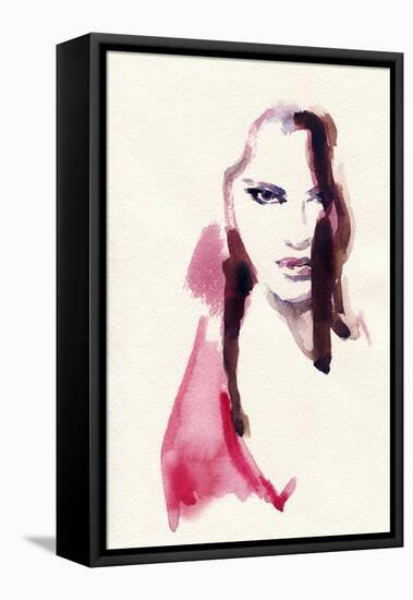 Woman Face. Hand Painted Fashion Illustration-Anna Ismagilova-Framed Stretched Canvas