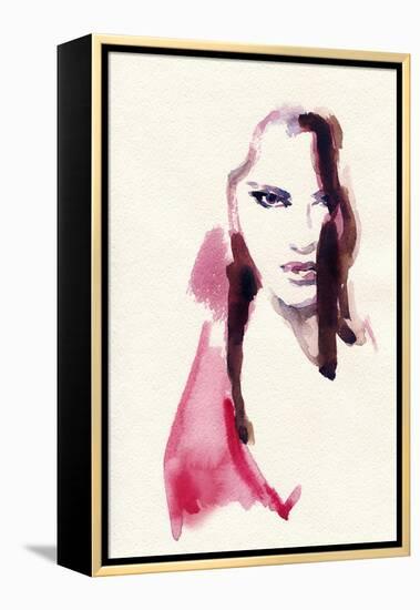 Woman Face. Hand Painted Fashion Illustration-Anna Ismagilova-Framed Stretched Canvas