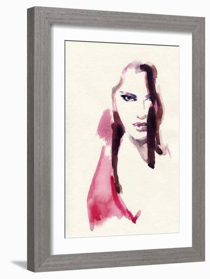 Woman Face. Hand Painted Fashion Illustration-Anna Ismagilova-Framed Art Print