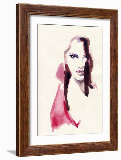 Woman Face. Hand Painted Fashion Illustration-Anna Ismagilova-Framed Art Print