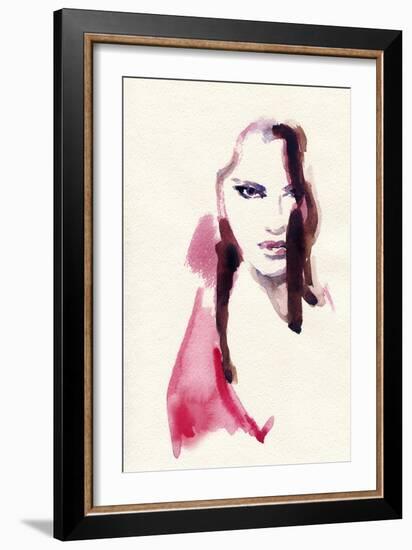 Woman Face. Hand Painted Fashion Illustration-Anna Ismagilova-Framed Art Print