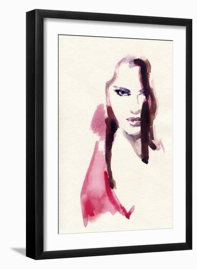 Woman Face. Hand Painted Fashion Illustration-Anna Ismagilova-Framed Art Print