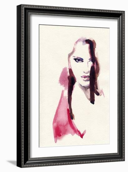 Woman Face. Hand Painted Fashion Illustration-Anna Ismagilova-Framed Art Print