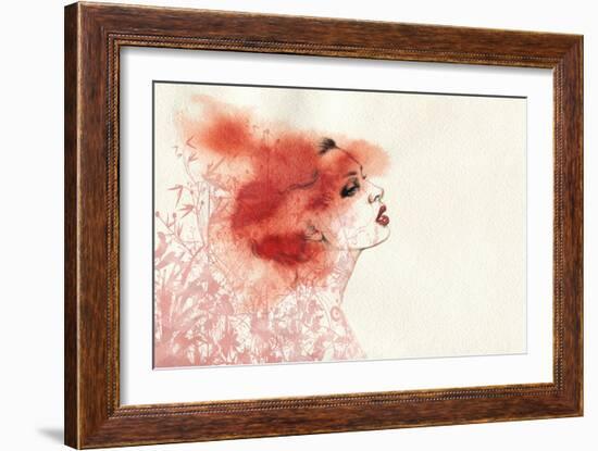 Woman Face. Hand Painted Fashion Illustration-Anna Ismagilova-Framed Art Print