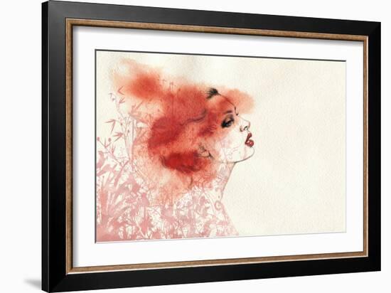 Woman Face. Hand Painted Fashion Illustration-Anna Ismagilova-Framed Art Print