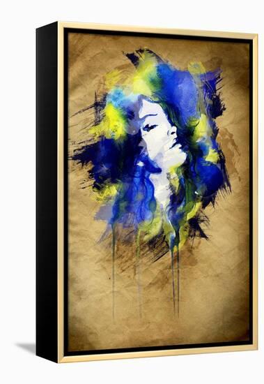 Woman Face. Hand Painted Fashion Illustration-Anna Ismagilova-Framed Stretched Canvas