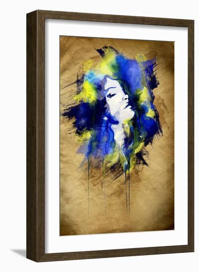 Woman Face. Hand Painted Fashion Illustration-Anna Ismagilova-Framed Art Print