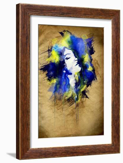 Woman Face. Hand Painted Fashion Illustration-Anna Ismagilova-Framed Art Print