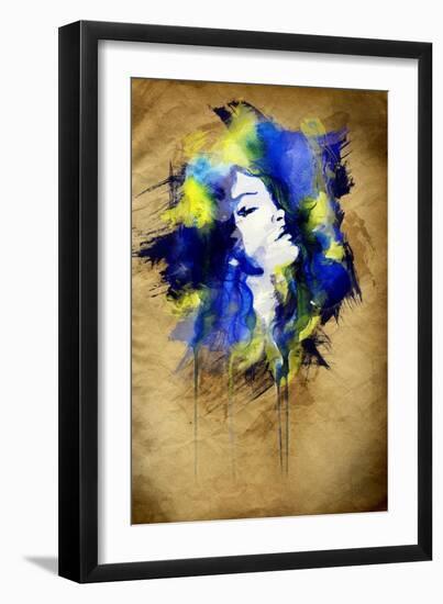 Woman Face. Hand Painted Fashion Illustration-Anna Ismagilova-Framed Art Print