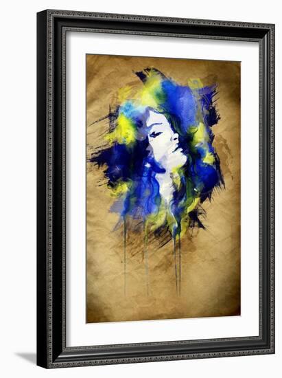 Woman Face. Hand Painted Fashion Illustration-Anna Ismagilova-Framed Art Print