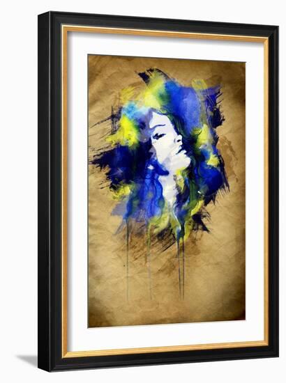 Woman Face. Hand Painted Fashion Illustration-Anna Ismagilova-Framed Art Print