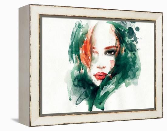 Woman Face. Hand Painted Fashion Illustration-Anna Ismagilova-Framed Stretched Canvas