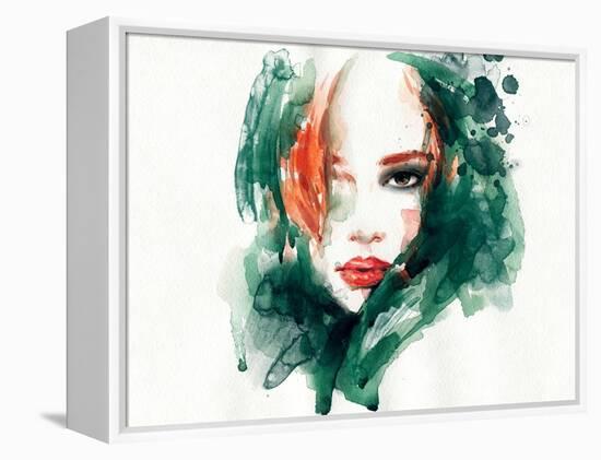 Woman Face. Hand Painted Fashion Illustration-Anna Ismagilova-Framed Stretched Canvas