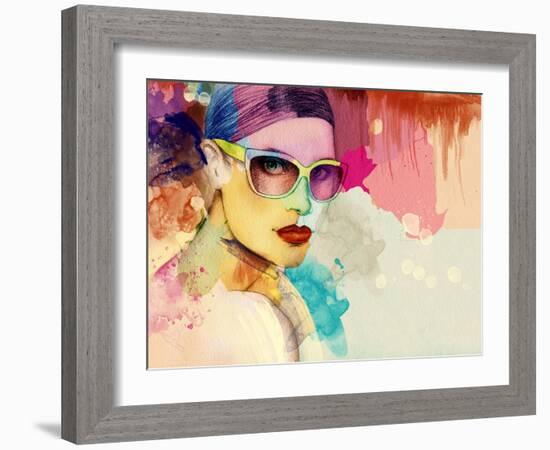 Woman Face. Hand Painted Fashion Illustration-Anna Ismagilova-Framed Art Print