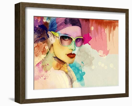 Woman Face. Hand Painted Fashion Illustration-Anna Ismagilova-Framed Art Print