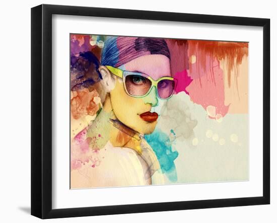 Woman Face. Hand Painted Fashion Illustration-Anna Ismagilova-Framed Art Print