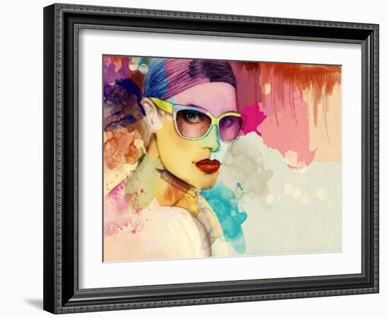 Woman Face. Hand Painted Fashion Illustration-Anna Ismagilova-Framed Art Print