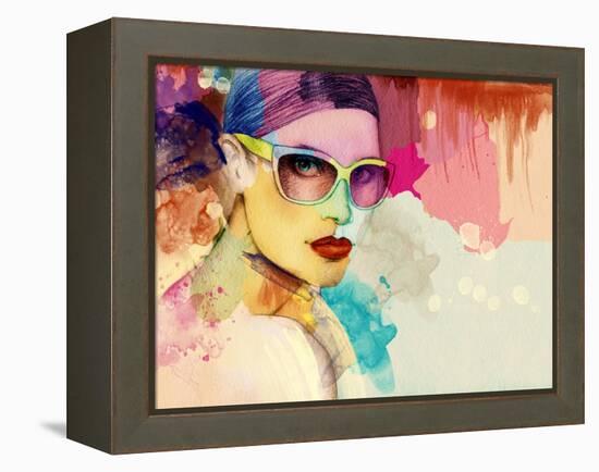 Woman Face. Hand Painted Fashion Illustration-Anna Ismagilova-Framed Stretched Canvas