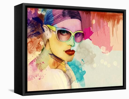 Woman Face. Hand Painted Fashion Illustration-Anna Ismagilova-Framed Stretched Canvas