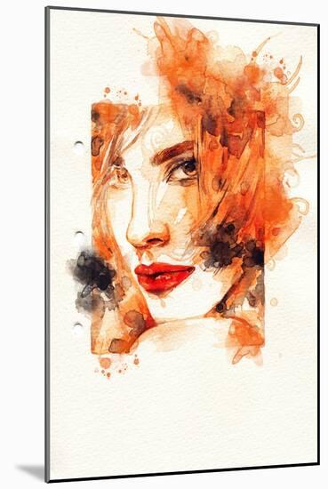 Woman Face. Hand Painted Fashion Illustration-Anna Ismagilova-Mounted Art Print