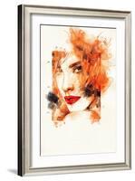 Woman Face. Hand Painted Fashion Illustration-Anna Ismagilova-Framed Art Print