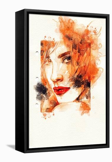 Woman Face. Hand Painted Fashion Illustration-Anna Ismagilova-Framed Stretched Canvas