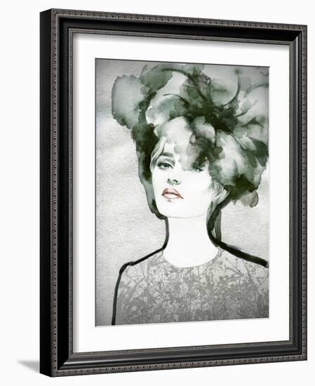 Woman Face. Hand Painted Fashion Illustration-Anna Ismagilova-Framed Art Print