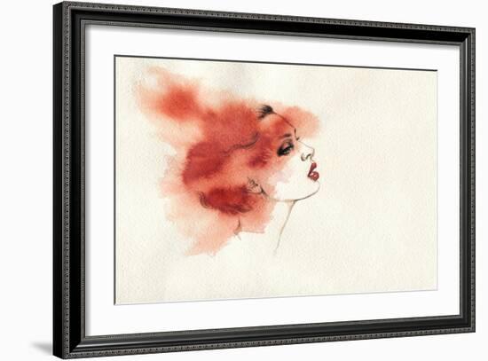 Woman Face. Hand Painted Fashion Illustration-Anna Ismagilova-Framed Art Print