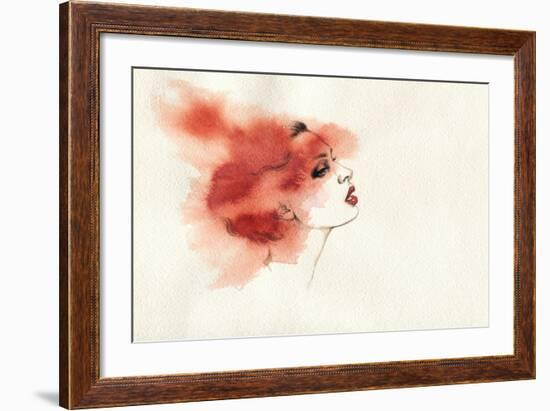 Woman Face. Hand Painted Fashion Illustration-Anna Ismagilova-Framed Art Print